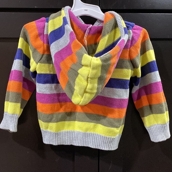 Carters girl 24 Months zip up sweater hoodie rainbow stripe - Picture 2 of 6